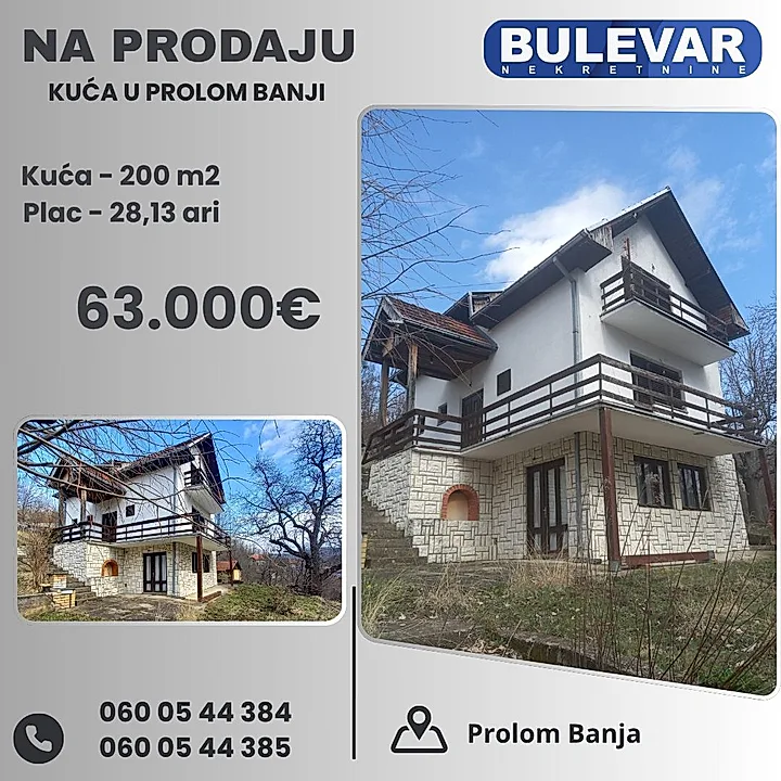 Prolom banja, kuća 200 m2, plac 28.13 ari - slika 1