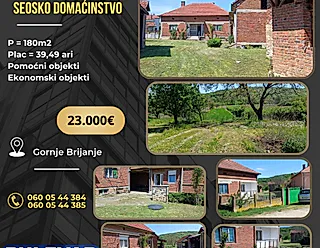 Seosko domaćinstvo, Gornje Brijanje, kuće 180m2, parcele 39.49a - slika oglasa
