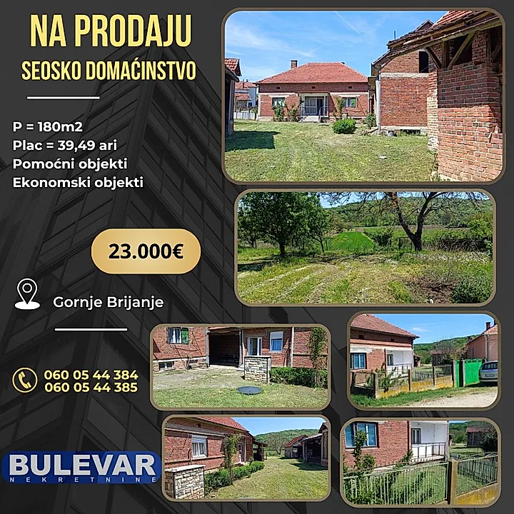 Seosko domaćinstvo, Gornje Brijanje, kuće 180m2, parcele 39.49a - slika 1