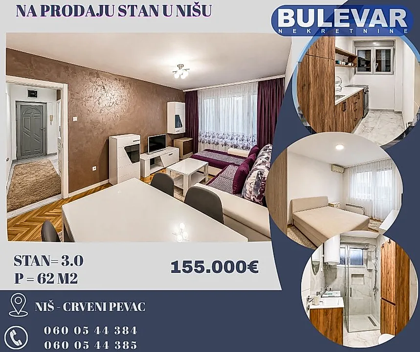 Stan 62m2, Crveni Pevac, 3.0 - slika 1