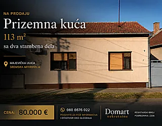 Prizemna kuća 113 m sa dva zasebna ulaza Sremska Mitrovica - slika oglasa