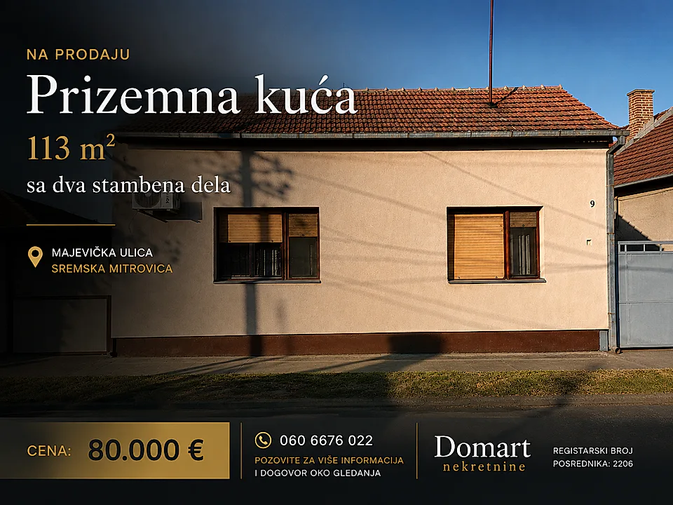 Prizemna kuća 113 m sa dva zasebna ulaza Sremska Mitrovica - slika 1